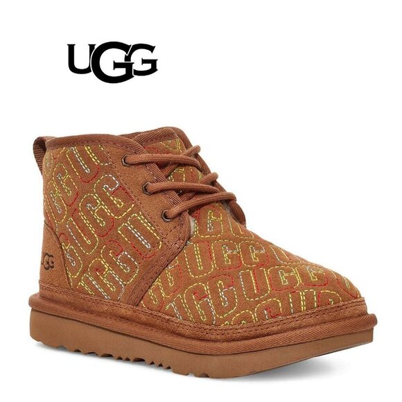 NEW UGG Kids Neumel II Graphic Stitch Chukka Boots, Chestnut - Picture 1 of 16